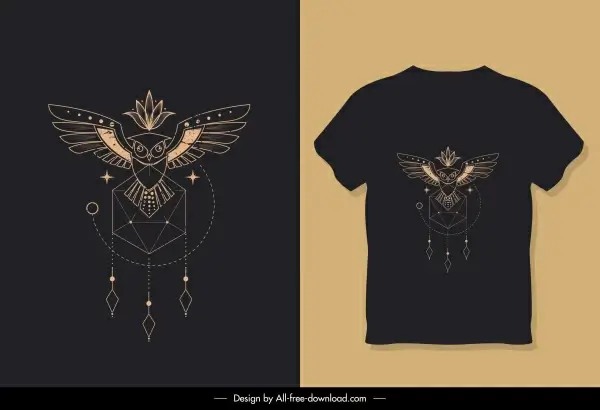 t shirt template dark ethnic design symmetric decor