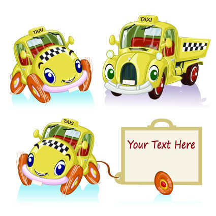 tag car cartoon vector set