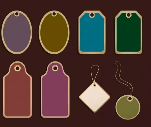 tag icons collection classical colored flat design