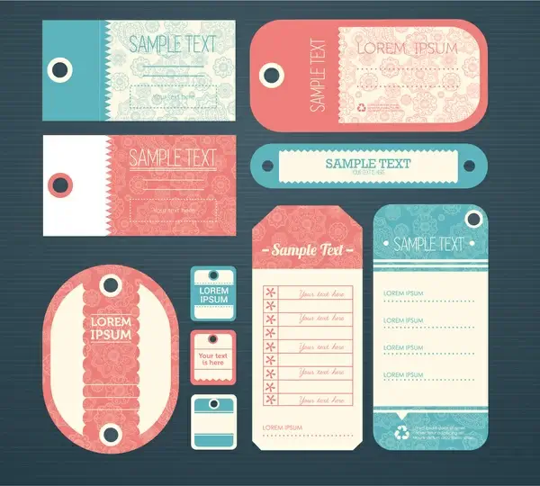 tag sets collection illustrations with vintage style