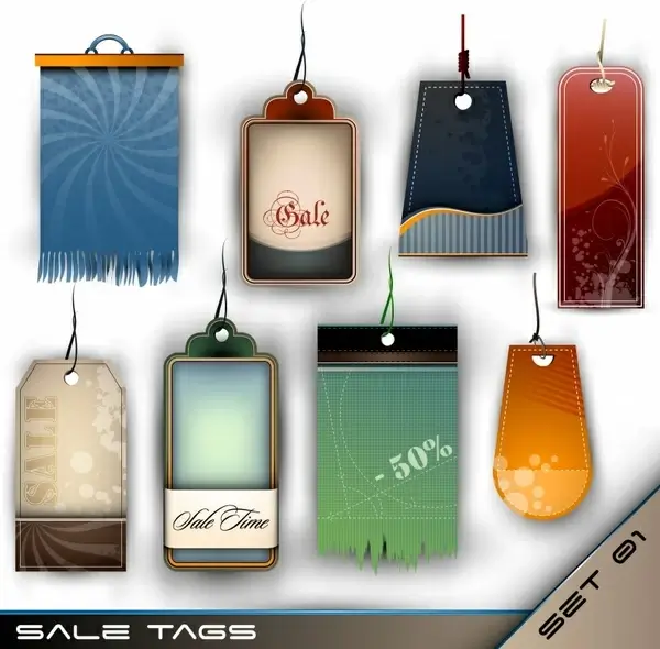 sale tags templates colored modern vertical shapes