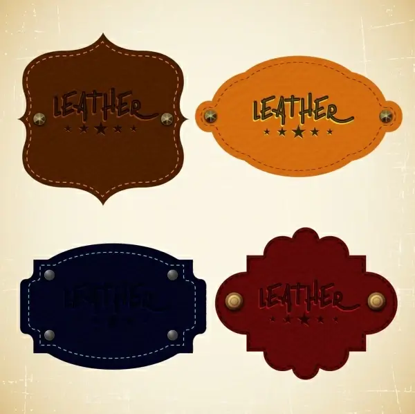 tags isolation various colored leather pattern design
