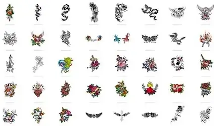 tattoo decoration icons collection colored classical design