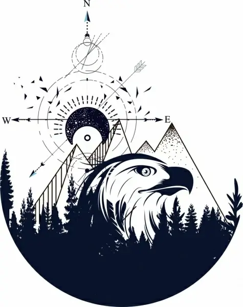 tattoo template eagle mountain navigator sketch tribal decor