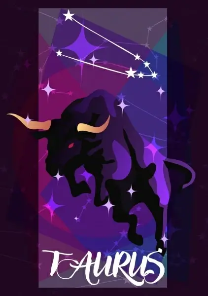 taurus zodiac sign buffalo icon dark violet design