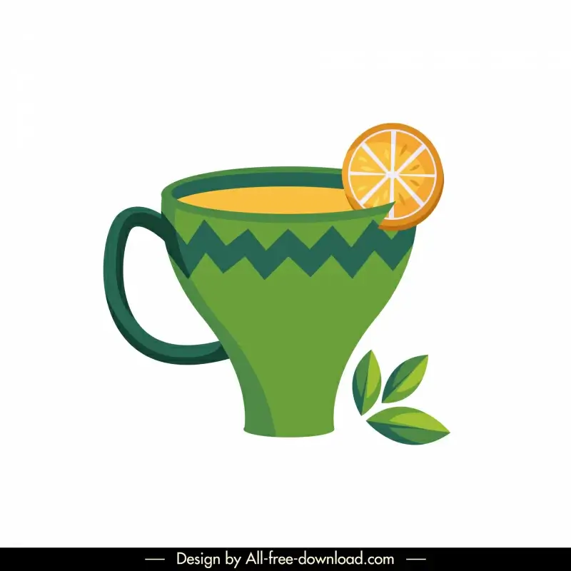 tea break design elements leaf lemon slice outline 
