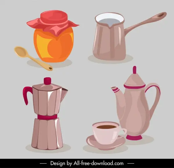 tea drink design elements classical objects sketch