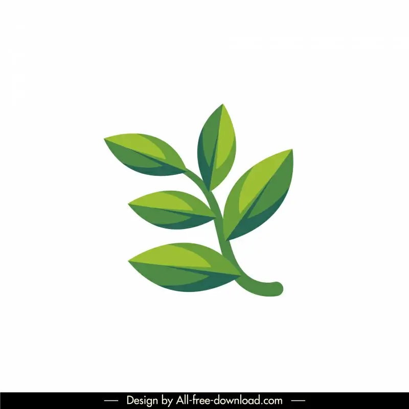 tea leaves icon flat elegant green design 