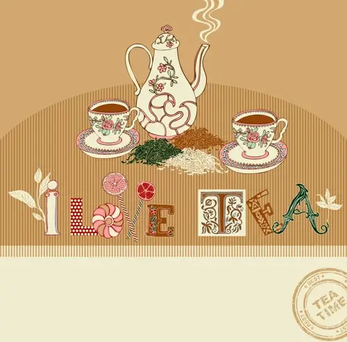tea time design element vector background set