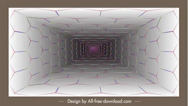 technology background 3d depth tunnel geometric polygon wall