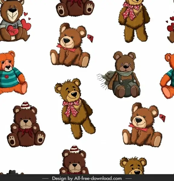 teddy bears pattern cute colored repeating decor