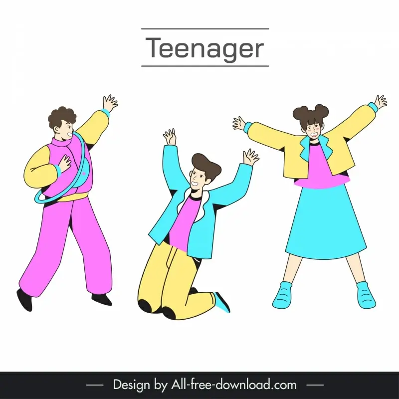 teenager youthful energy design elements dynamic cartoon 