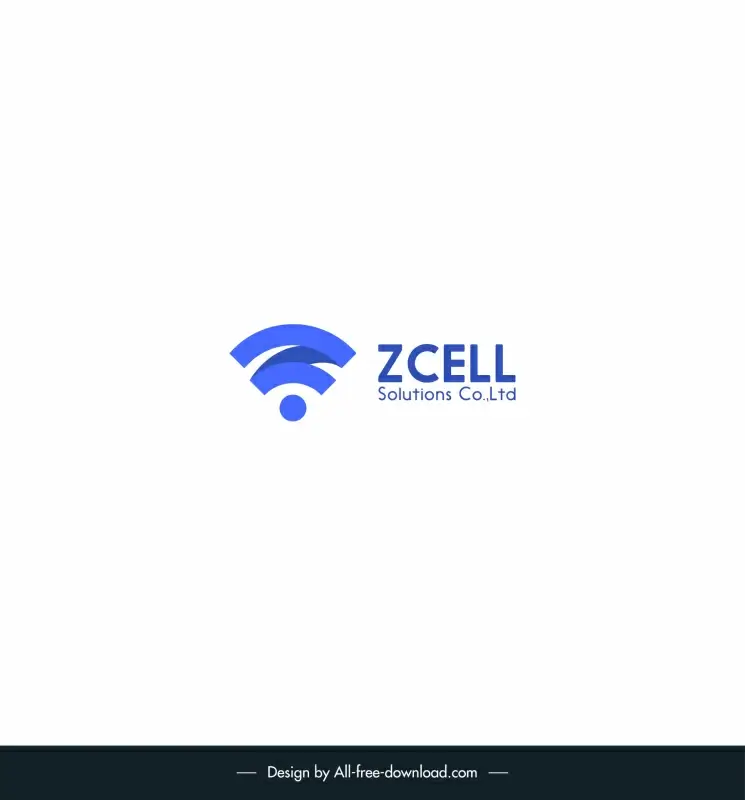 telecommunication business  logo template modern wave texts decor