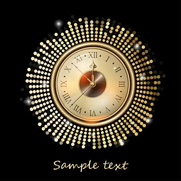 template design with shiny golden antique clock