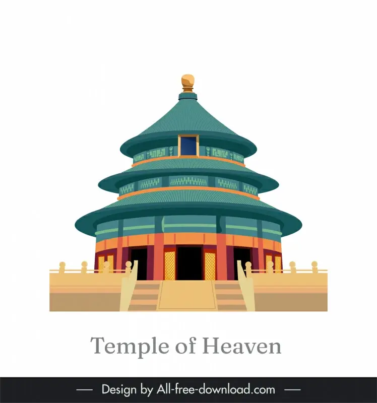 temple of heaven chinese traditional architecture icon classical symmetric outline 