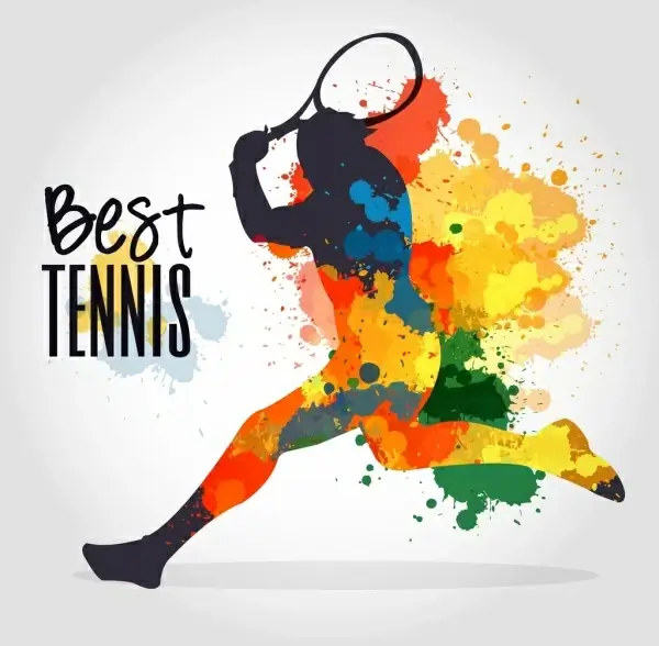 tennis banner colorful grunge decoration player silhouette