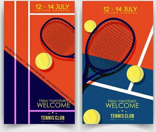 tennis club banner racquet ball icons classical design