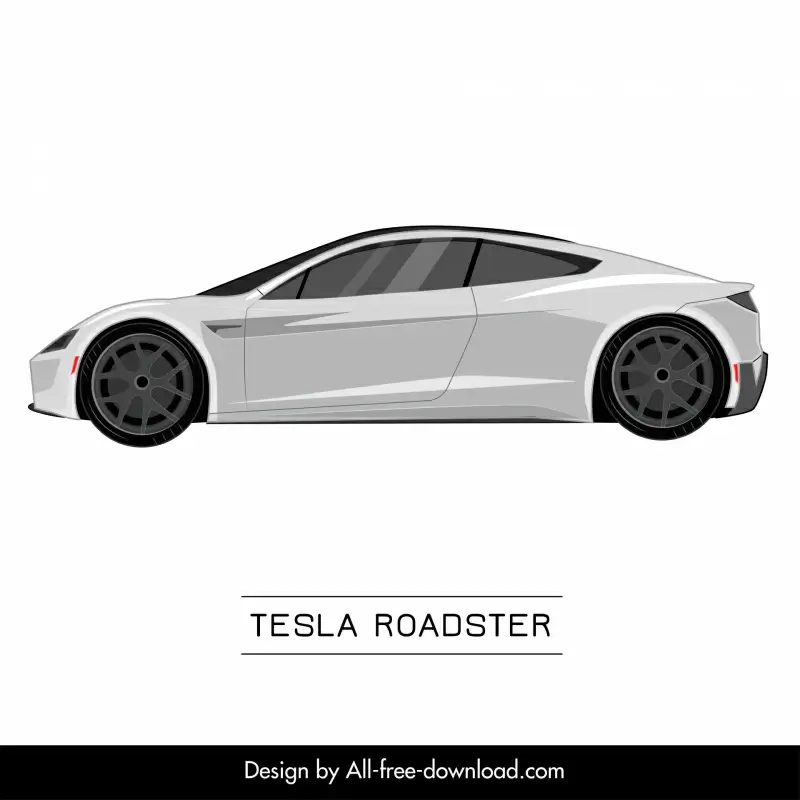 tesla roadster car model advertising template modern flat side view design 