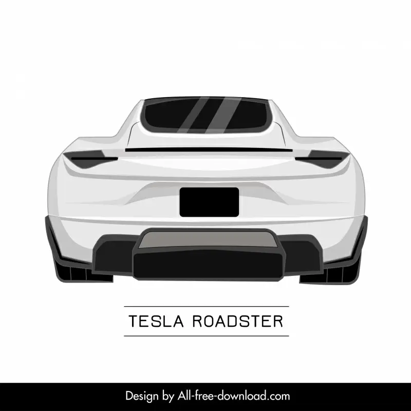 tesla roadster car model icon elegant symmetric back view design 
