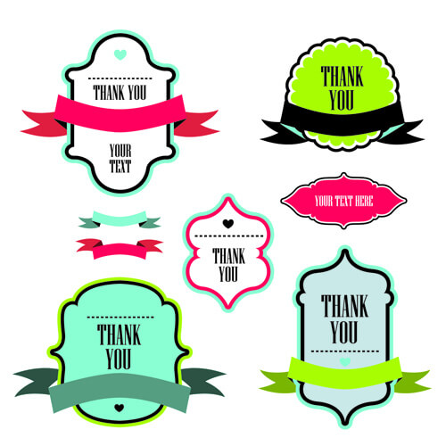 text frame labels with ribbon vector