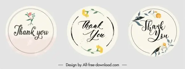 thank sticker templates elegant classic botanical decor