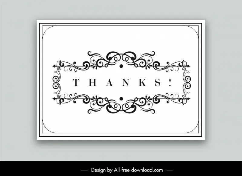 thank you card template elegant classic curves frame