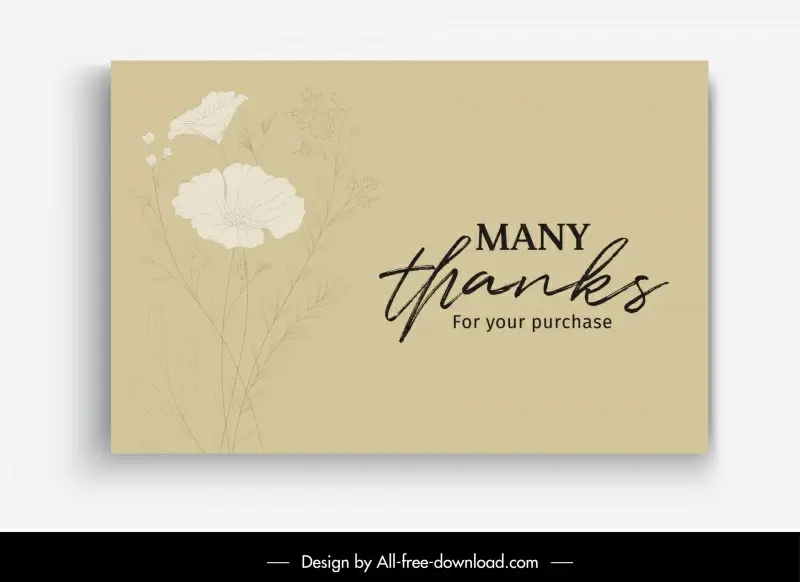 thank you card template elegant classical botany