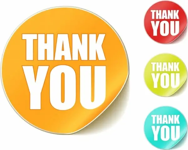 thanking labels templates shiny colored modern round shapes
