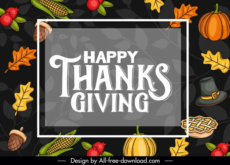 thanksgiving background template flat classical handdrawn autumn elements 