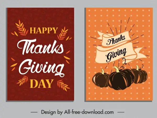 happy thanksgiving posters classical calligraphic leaf pumpkin sketch