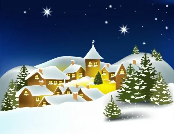 the cartoon christmas house background 02 vector