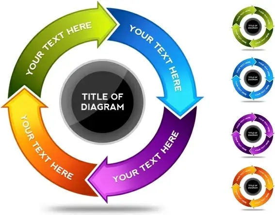 the circular arrow flowchart psd layered