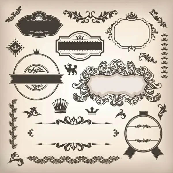the classic pattern stickers 02 vector