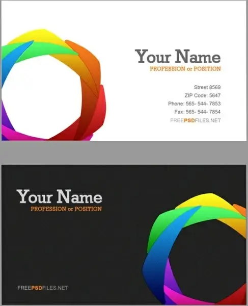 the delicate color wheel business card psd layered