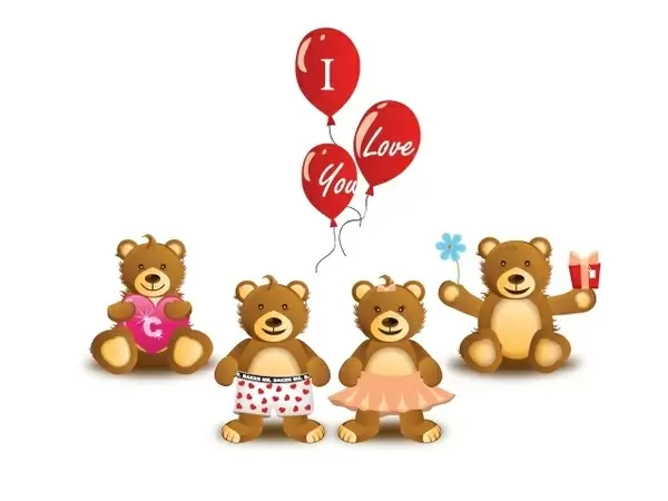 valentines background cute teddy bears and balloon icons