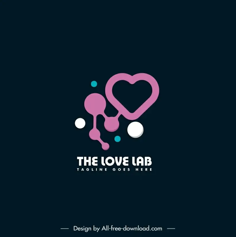 the love lab logo molecule heart shapes