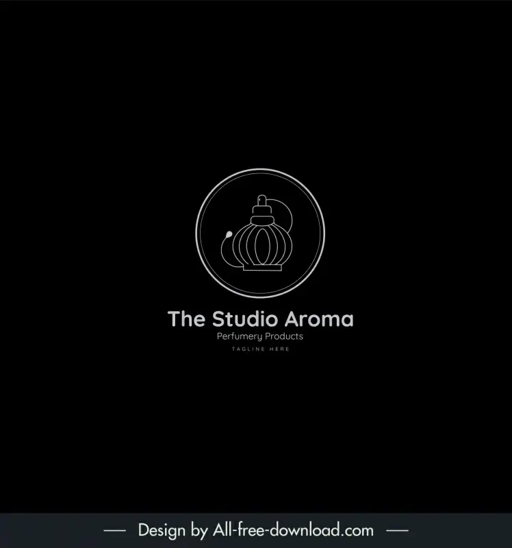 the studio aroma logo template flat circle isolation black white handdrawn lantern sketch 