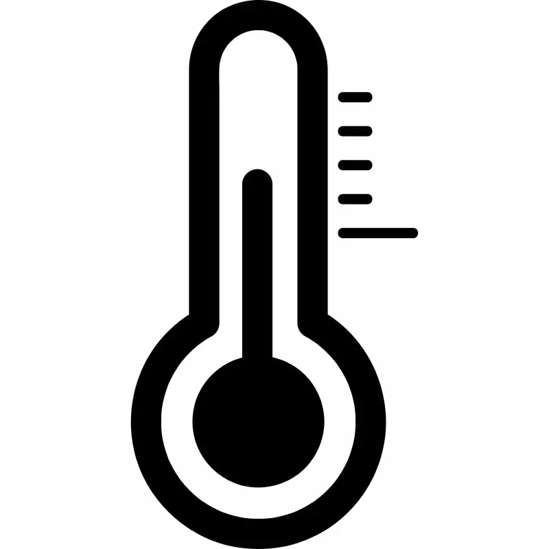 thermometer sign icon flat black white outline