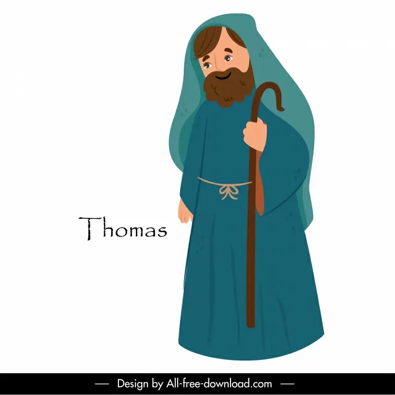 thomas apostle christian icon retro cartoon character design