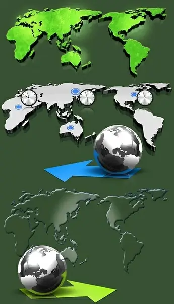 threedimensional map of the world psd layered