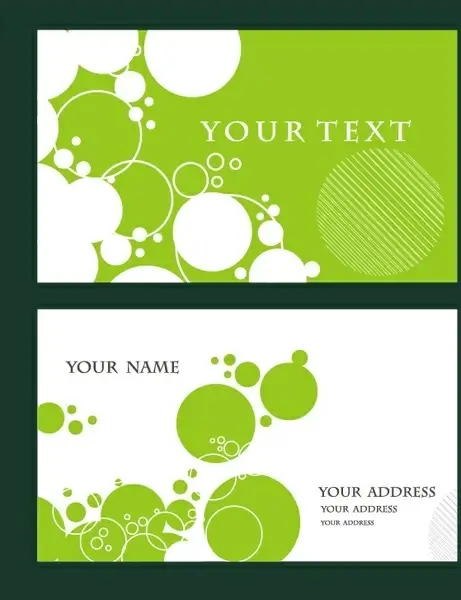 name card templates green white flat circles decor