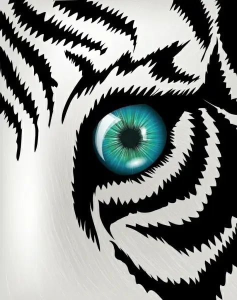 tiger drawing facial closeup black white stripes sketch
