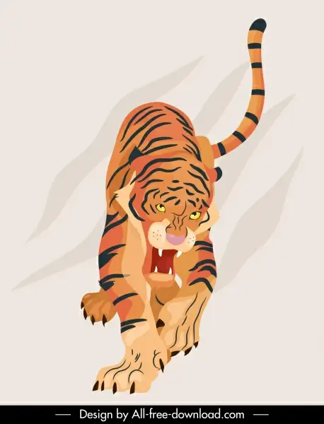 tiger icon aggressive sketch handdrawn design