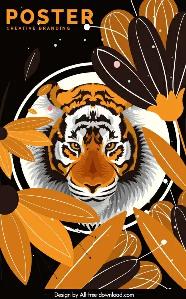 tiger preservation poster classic colored petal decor