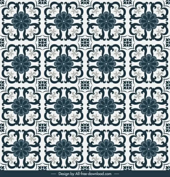 tile pattern template flora sketch symmetric flat repeating 