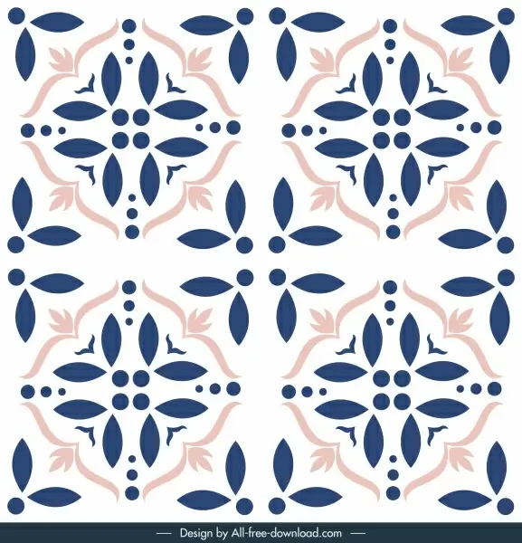 tile pattern template floral sketch symmetric classic decor