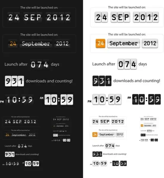 time and date display boards psd layered