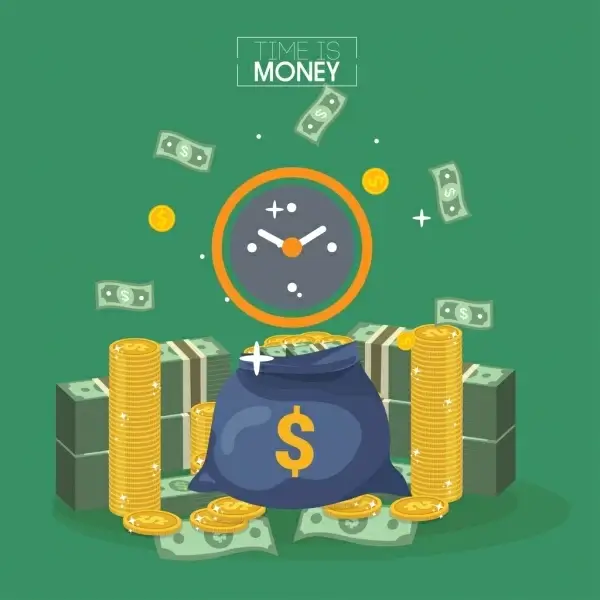 time conceptual banner money coin icons decor