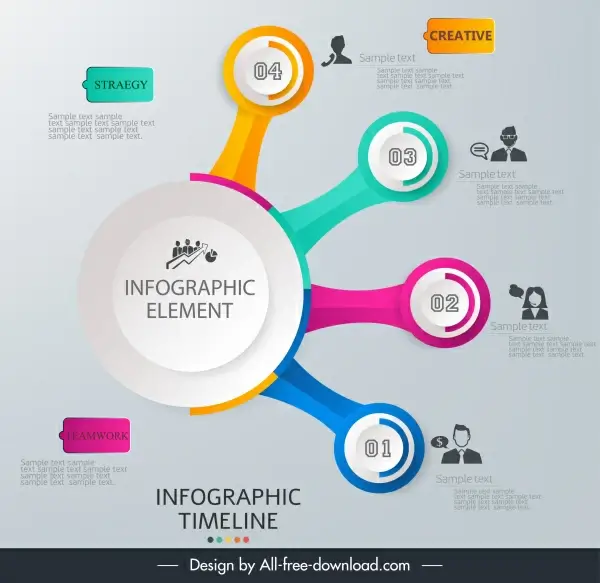 timeline infographic modern circles branches decor