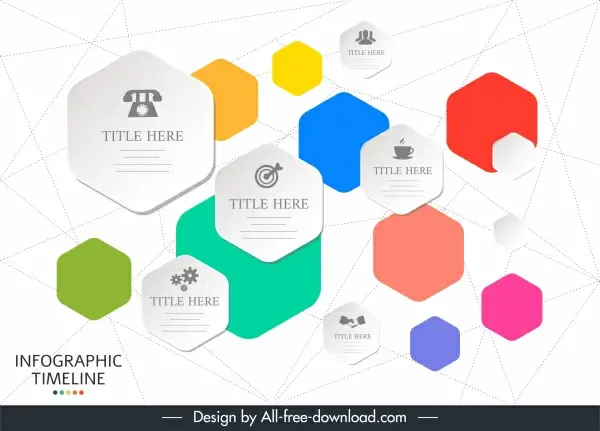 timeline infographic templates colorful flat polygon tags decor